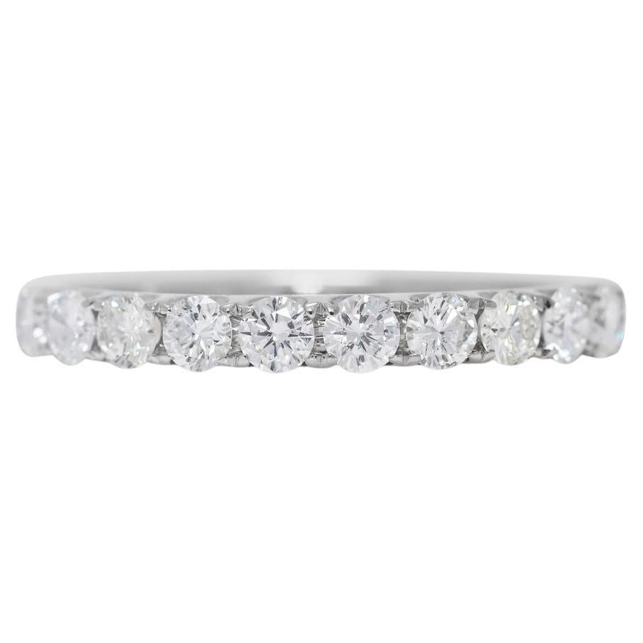 Glamorous 0.51ct Natural Diamond Half Eternity Ring in 18K White Gold