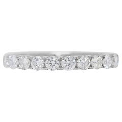 Glamorous 0.51ct Natural Diamond Half Eternity Ring in 18K White Gold