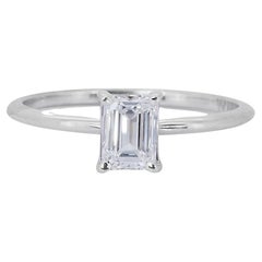 Glamorous 0.72 Carat Square Emerald Cut Diamond Ring