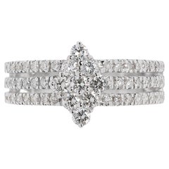 Glamouröser 0,74 Karat natürlicher Diamant-Cluster-Ring aus 18 Karat Weißgold