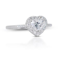 Glamorous 0.86ct Diamonds Halo Ring in 18k White Gold - GIA Certified