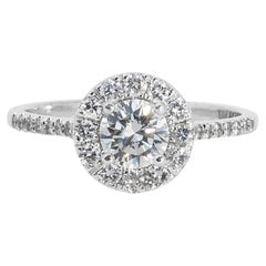 Glamorous 1.30ct Diamonds Halo Ring in 18k White Gold - GIA Certified