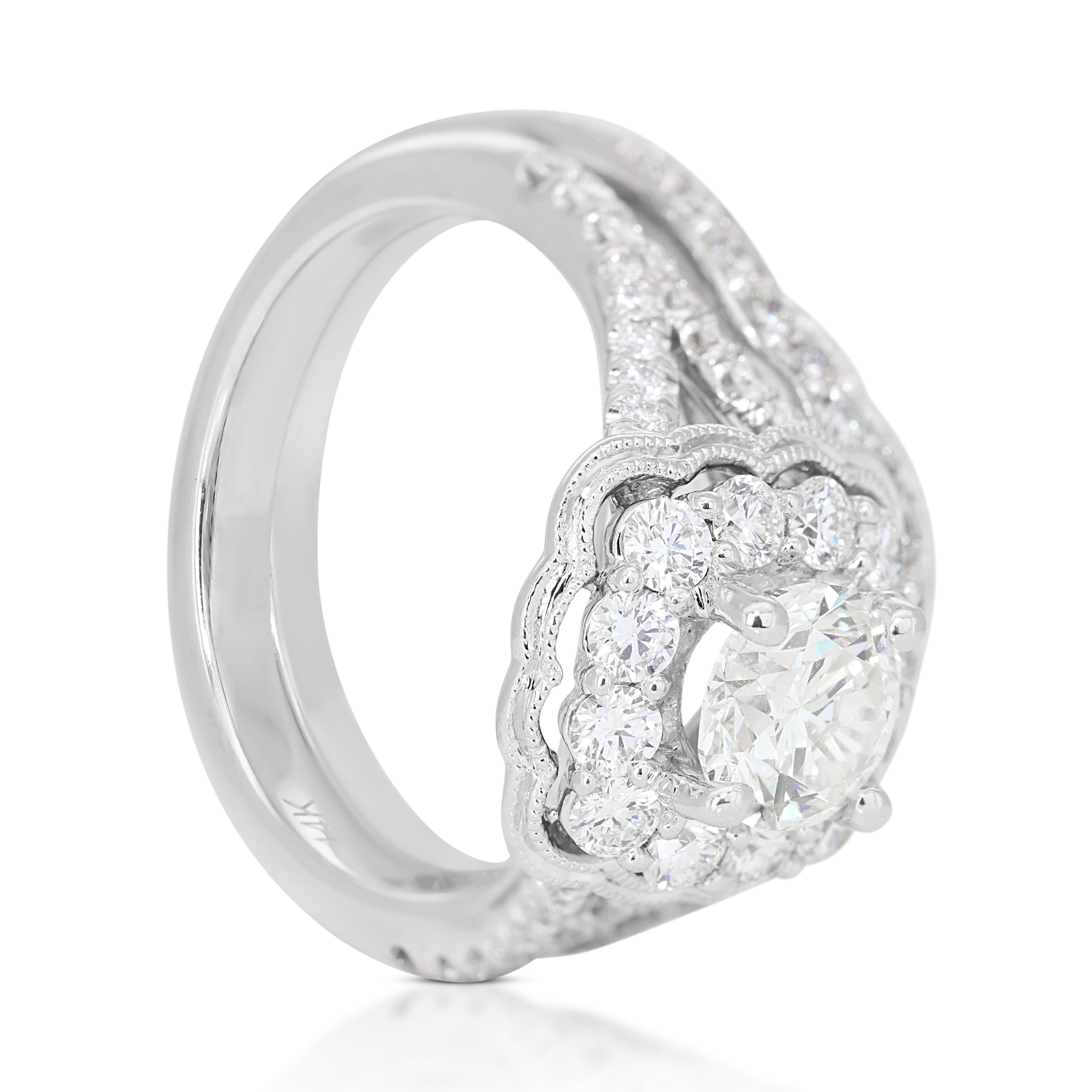 Set di due anelli con diamanti da 1,40 carati in oro bianco 14k - Certificato IGI In condizioni Nuovo in vendita a רמת גן, IL