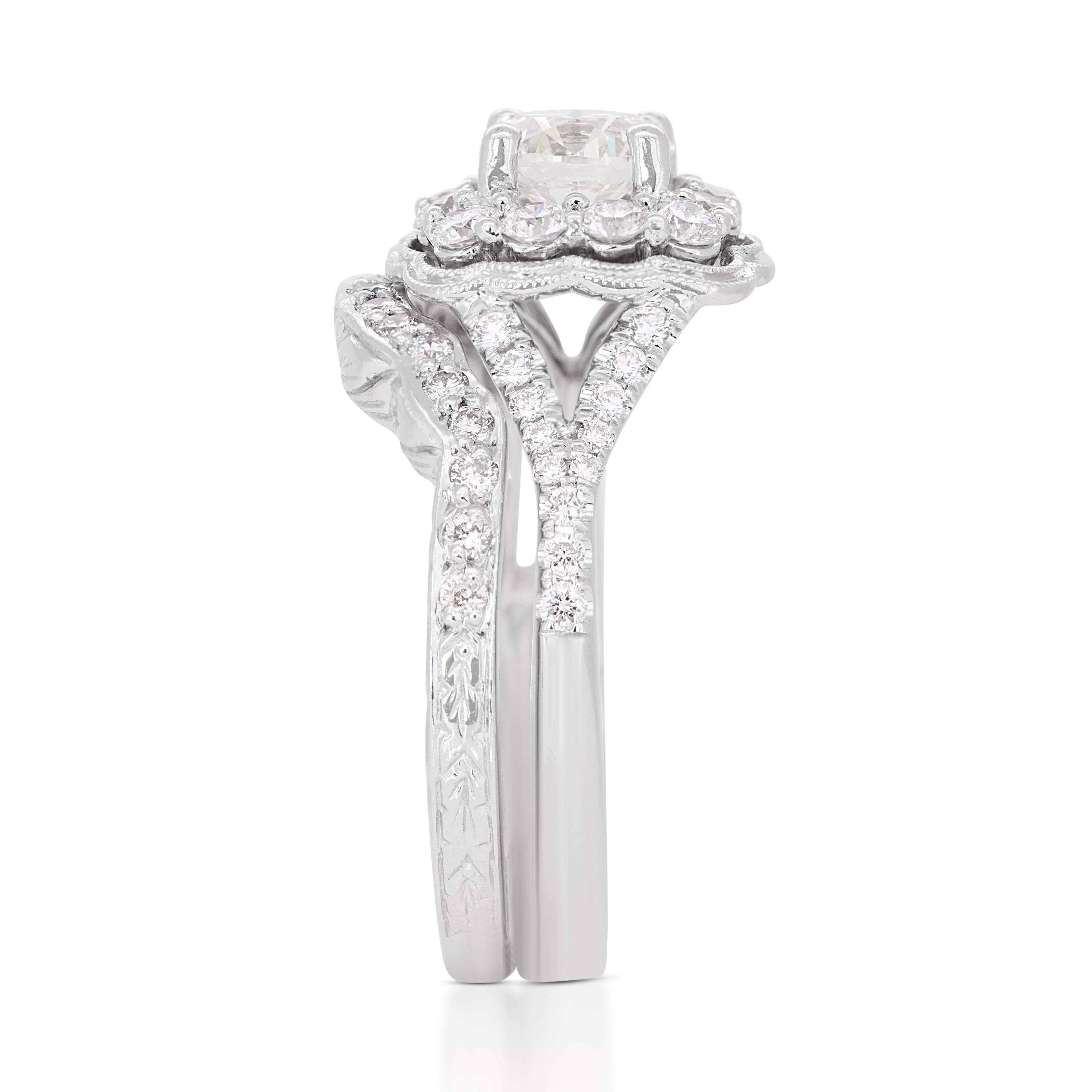 Donna Set di due anelli con diamanti da 1,40 carati in oro bianco 14k - Certificato IGI in vendita