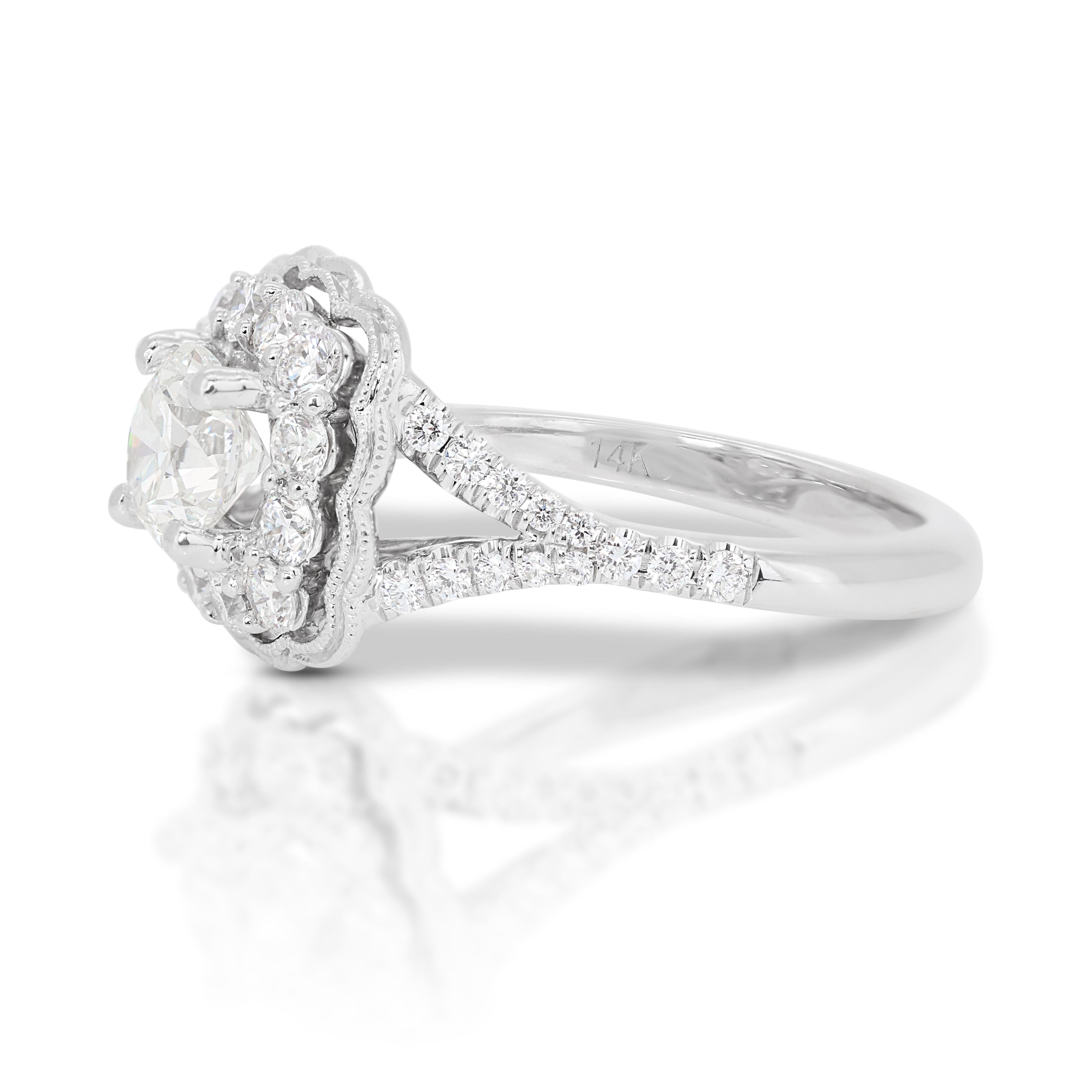 Set di due anelli con diamanti da 1,40 carati in oro bianco 14k - Certificato IGI in vendita 3