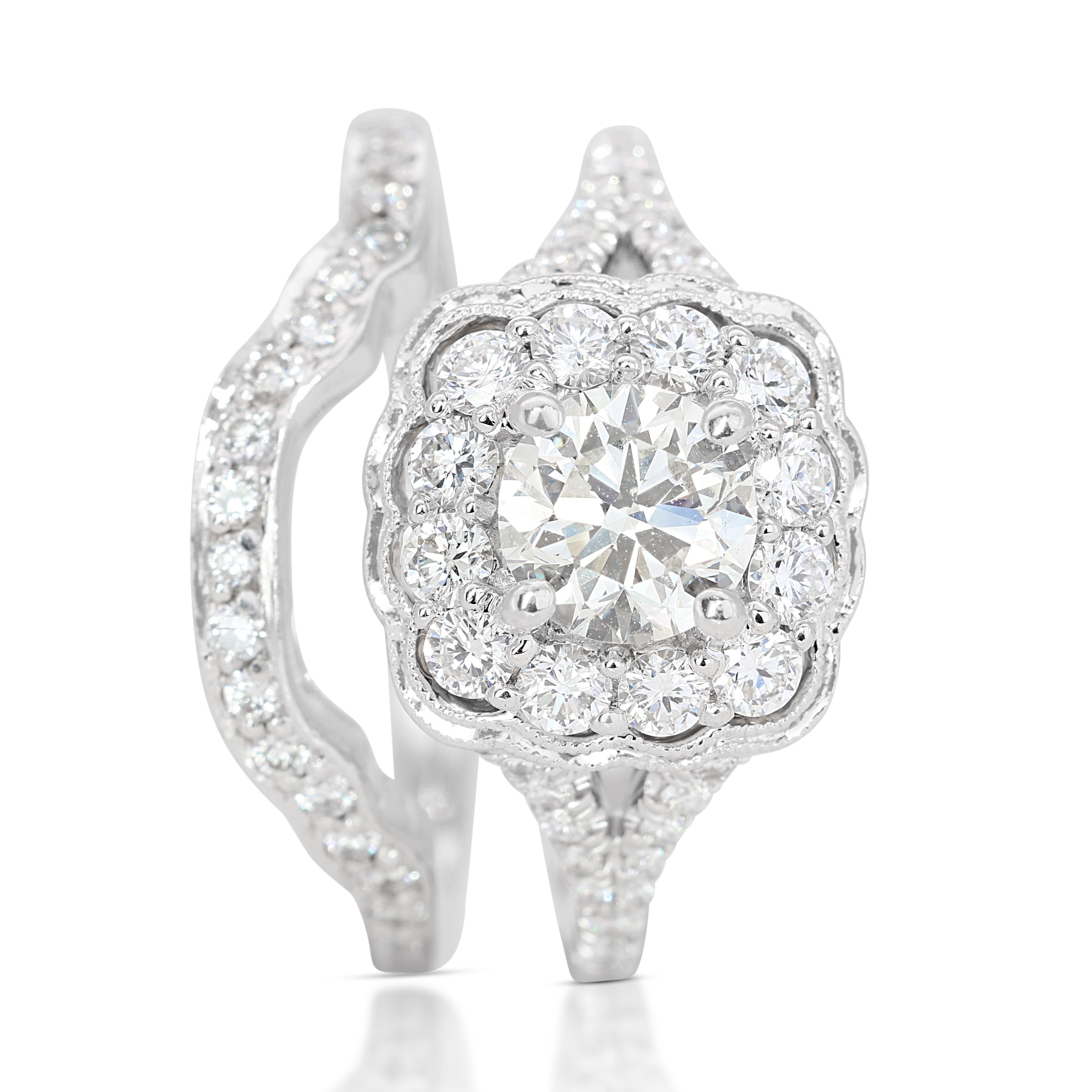 Set di due anelli con diamanti da 1,40 carati in oro bianco 14k - Certificato IGI in vendita 5