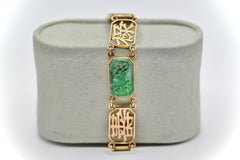 Glamorous 14k Gold & Jade Chinese Bracelet