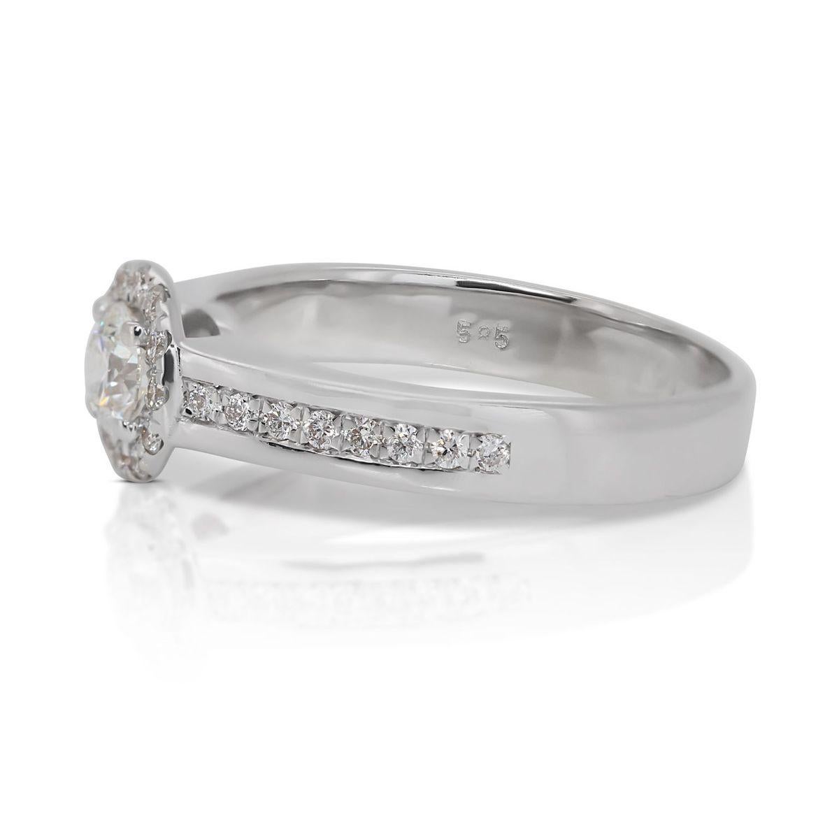 Women's Glamorous 14k White Gold Diamond Ring with .53ct Natural Diamond For Sale