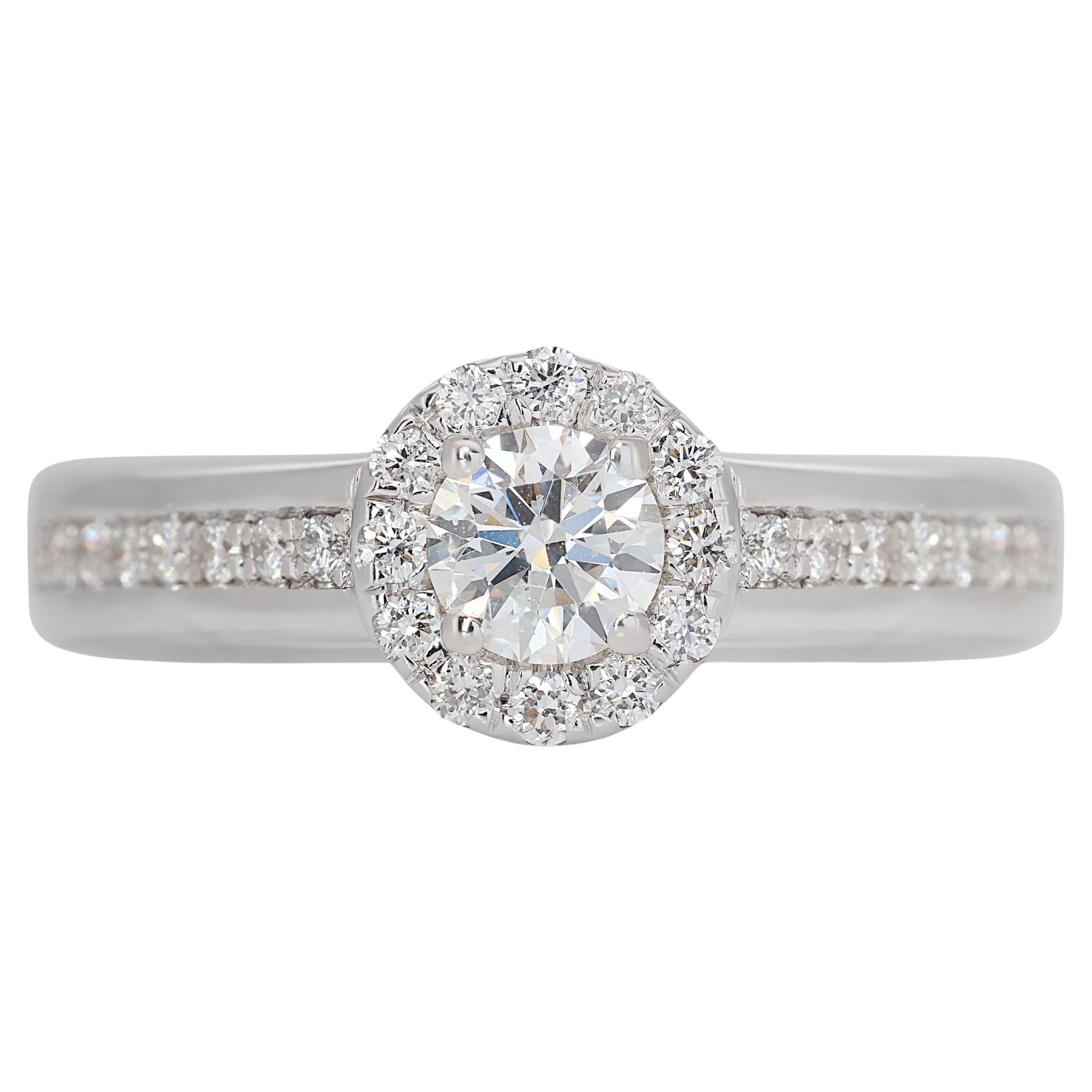 Glamorous 14k White Gold Diamond Ring with .53ct Natural Diamond For Sale