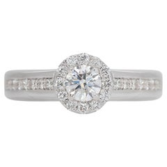 Bague glamour en or blanc 14k avec diamant naturel de 0,53ct