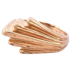 Glamuroso Anillo de Oro Amarillo de 14k con Diseño de Cinco Dedos