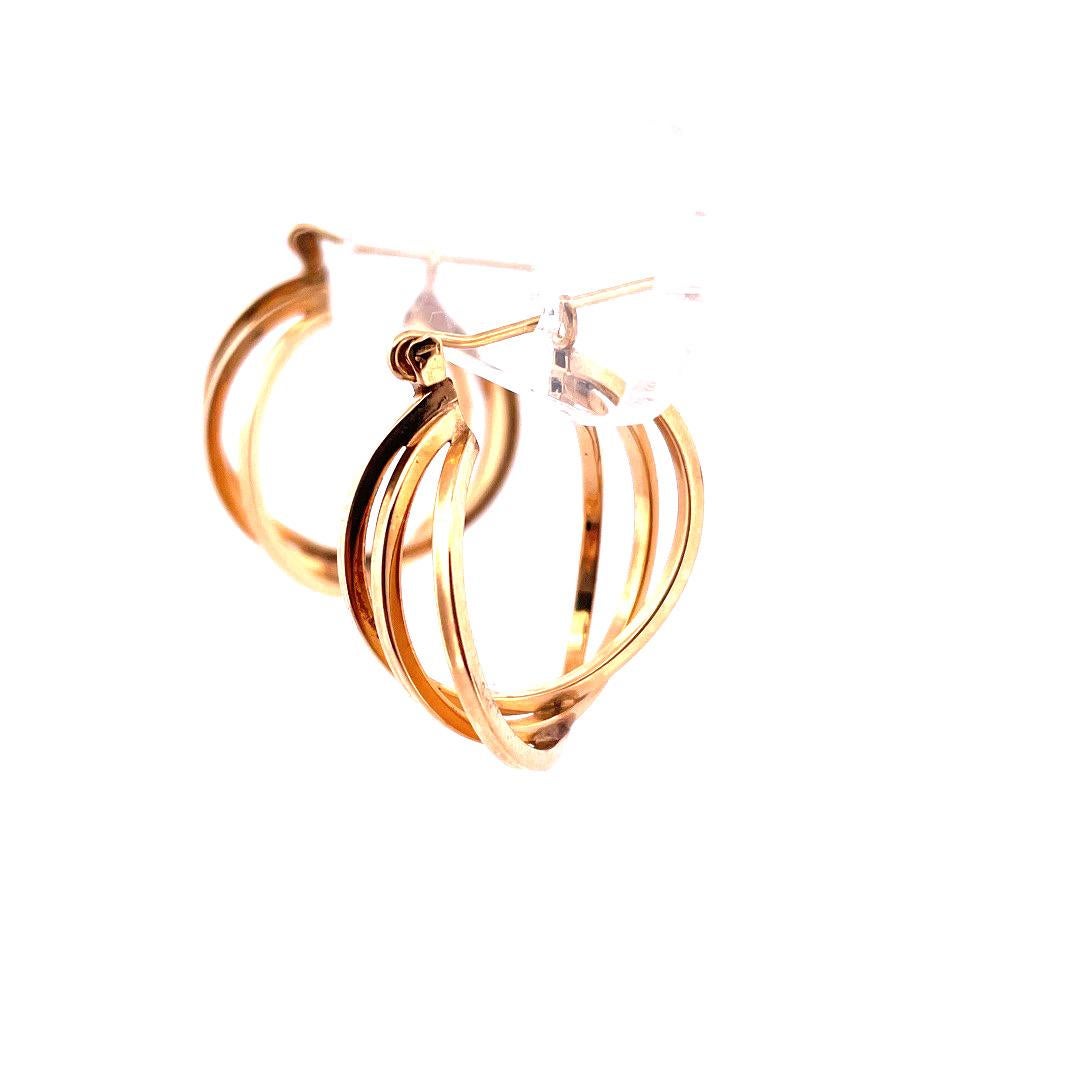 14k gold triple hoop earrings
