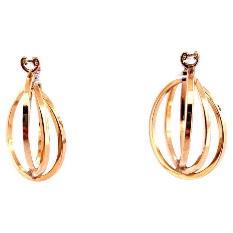 Glamorous 14k Yellow Gold Triple Hoop Earrings