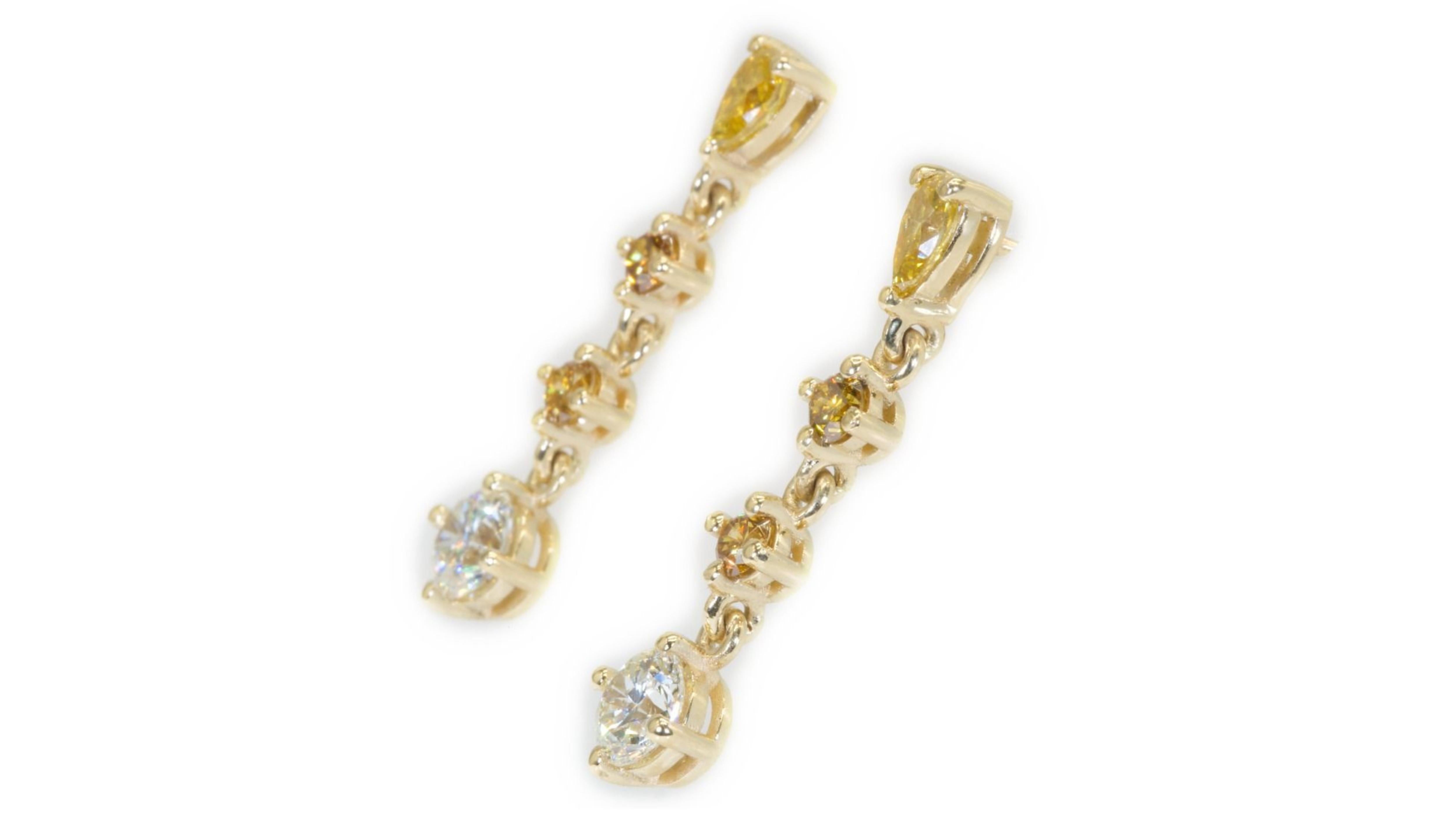 Women's Glamorous 1.56ct. Mix Shapes Dangling Diamond Earrings  For Sale