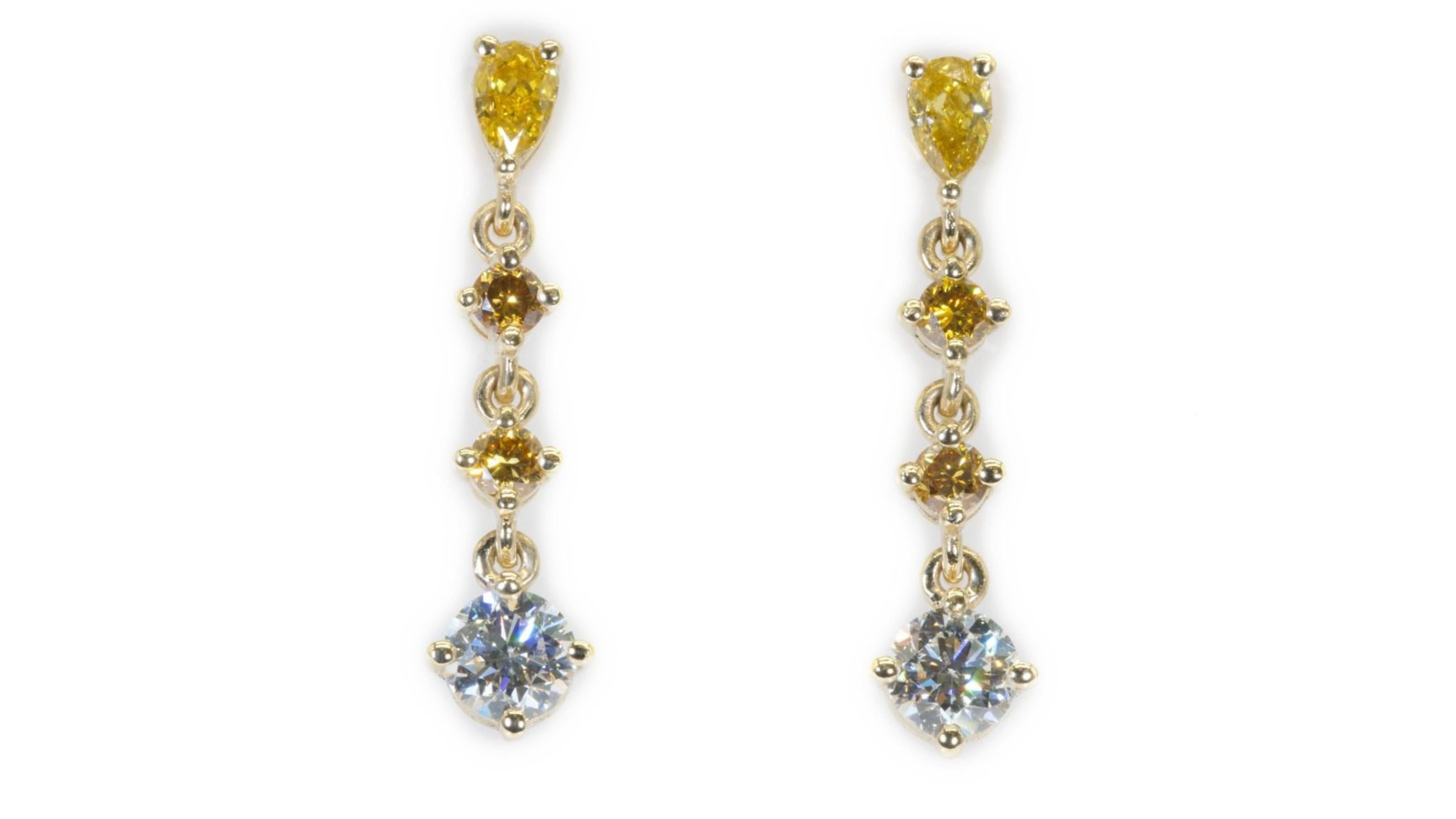 Glamorous 1.56ct. Mix Shapes Dangling Diamond Earrings  For Sale 4