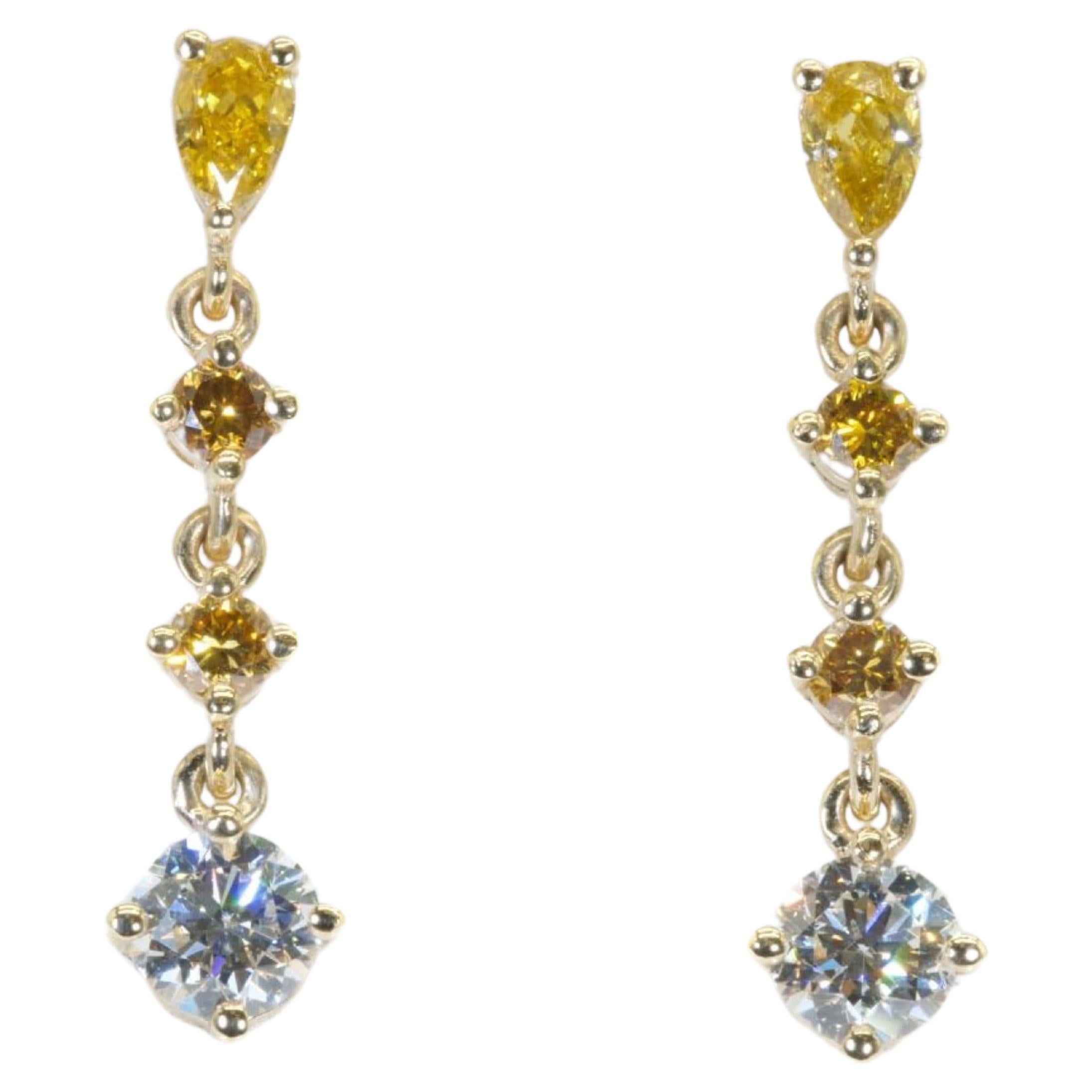 Glamorous 1.56ct. Mix Shapes Dangling Diamond Earrings  For Sale