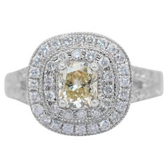 Glamorous 1.64ct Diamonds Double Halo Ring in 18k White Gold - IGI Certified
