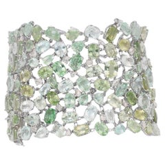 Bracelet glamour en or blanc 18k de 169,58ct de tourmalines et diamants