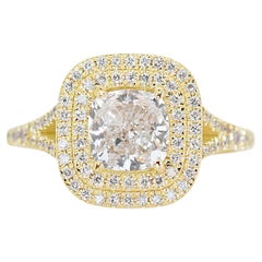 Bague glamour double excellente taille idéale avec double halo de diamants 1,83 carat
