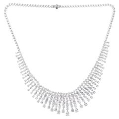 Glamuroso collar de diamantes naturales de 18,96 quilates de oro blanco de 18 quilates