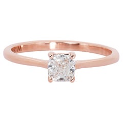 Glamorous 18k Rose Gold Solitaire Ring W/ 0.56 Ct Natural Diamonds AIG Cert