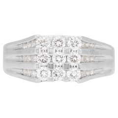 Glamorous 18k White Gold Dome Ring w/ 1.20 Carat Natural Diamonds