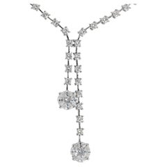 Glamorous 18k White Gold Drop Necklace w/ 5.06ct Natural Diamonds IGI Cert