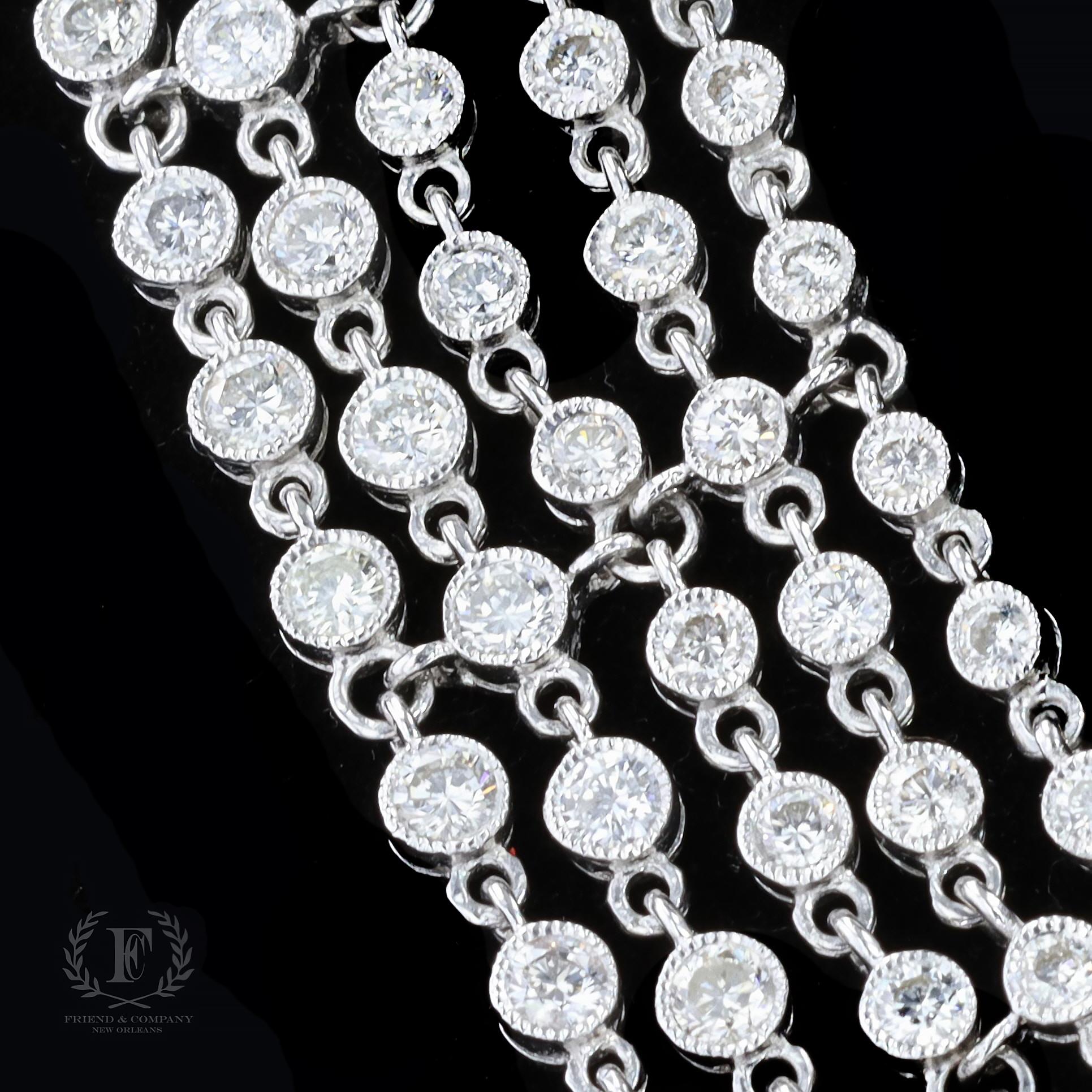 Glamorous 18k White Gold Multi-Strand Diamond Necklace In Excellent Condition For Sale In NEW ORLEANS, LA