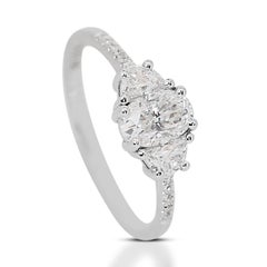 Glamorous 18K White Gold Natural Diamond Halo Ring w/1.34ct - GIA Certif