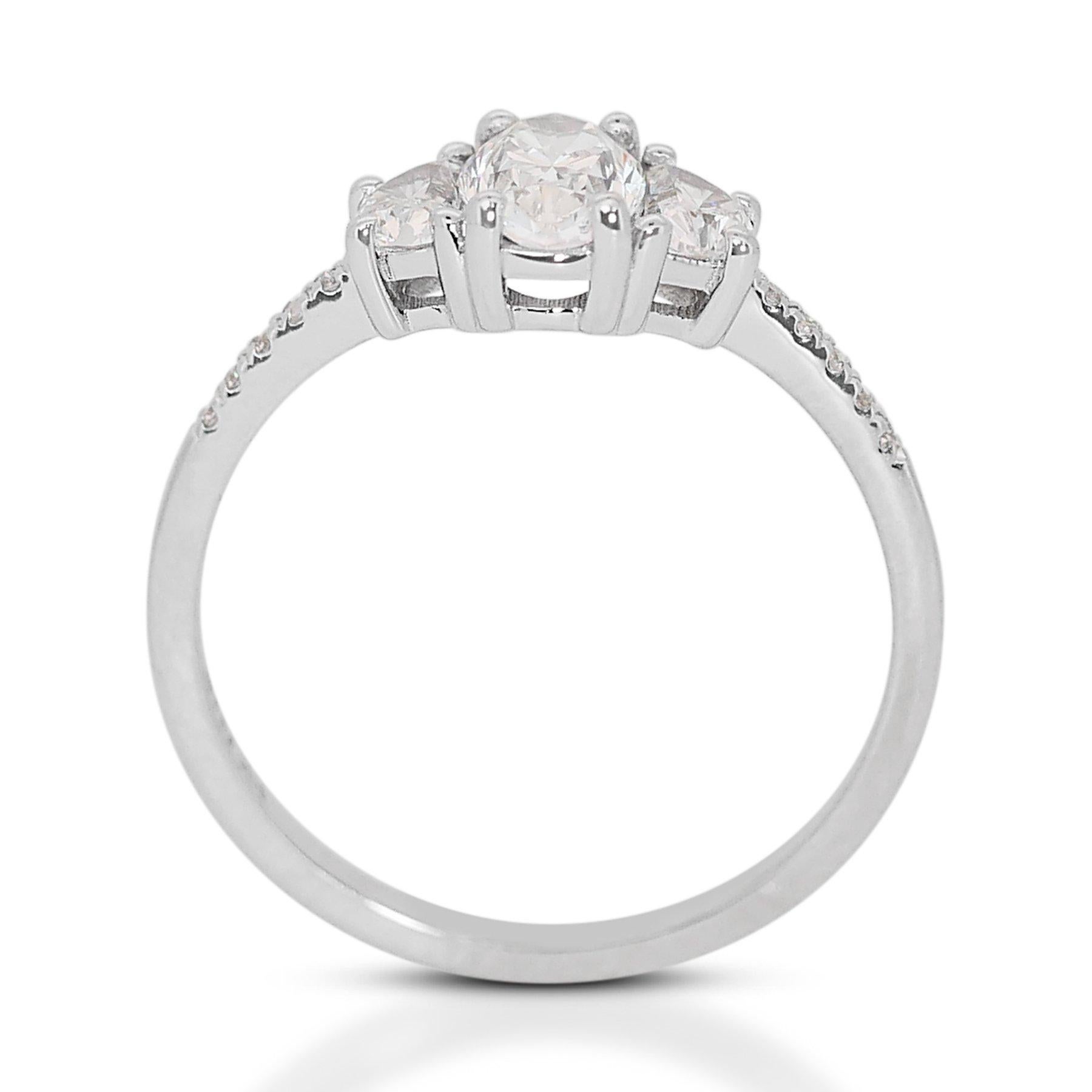 Glamorous 18K White Gold Natural Diamond Halo Ring w/1.34ct - GIA Certif For Sale 1