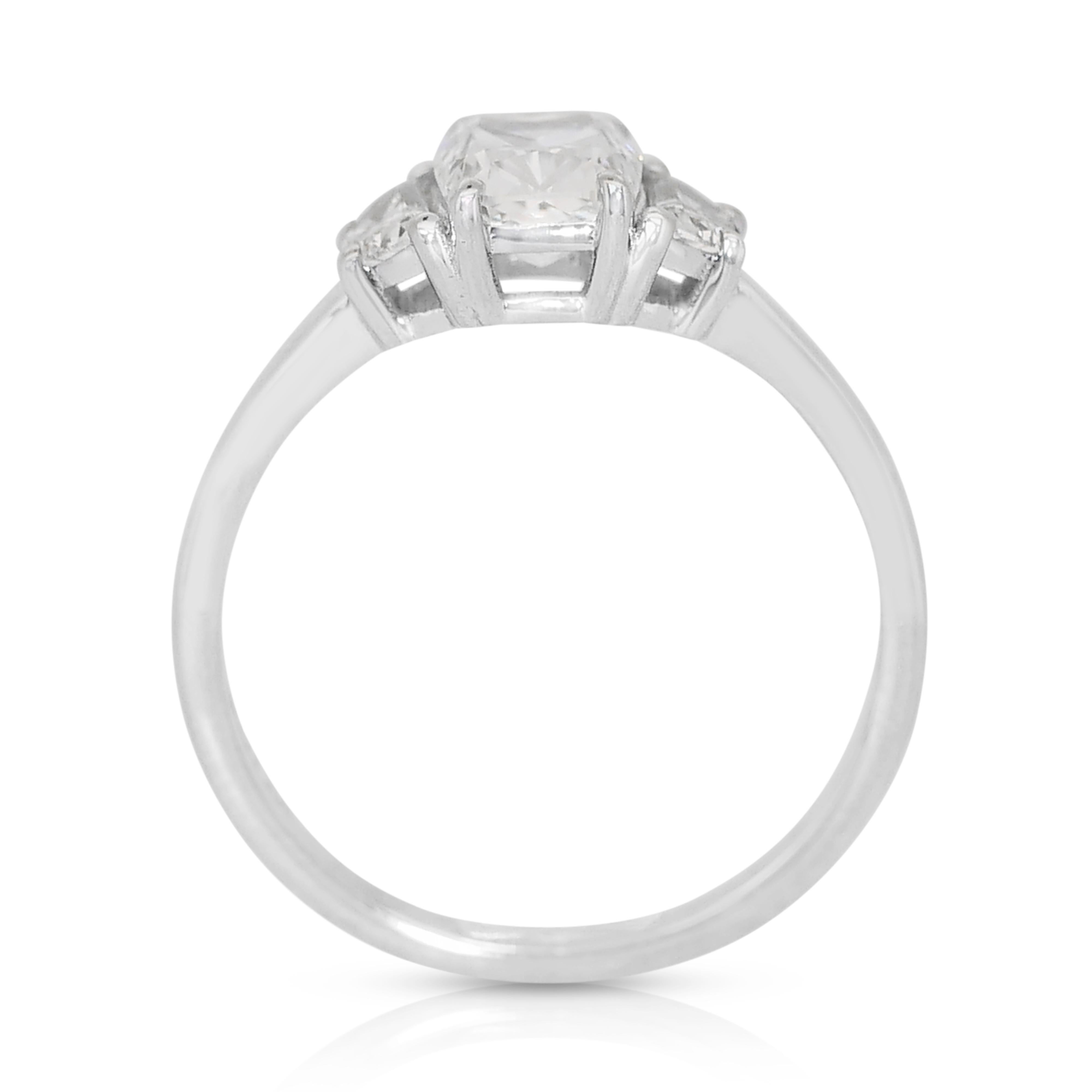 Glamorous 18K White Gold Natural Diamond Ring with 1.25 ct - GIA & AIG Certified In New Condition For Sale In רמת גן, IL