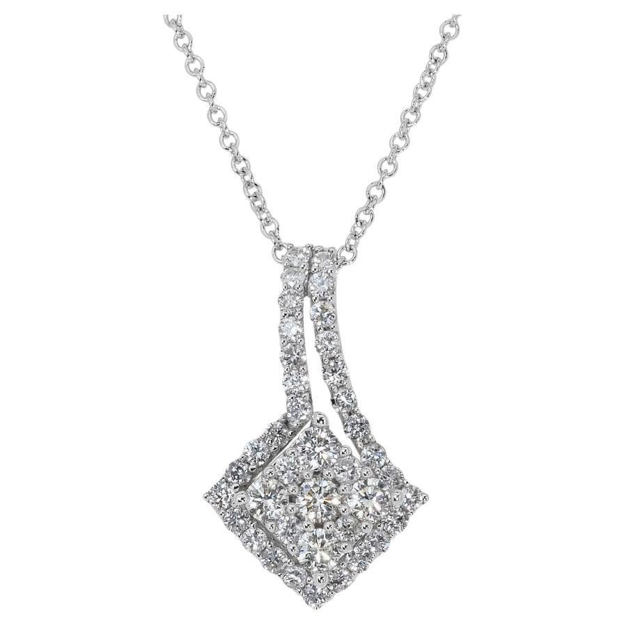 Glamorous 18k White Gold Necklace w/ 1.38 Carat Natural Diamonds IGI ...
