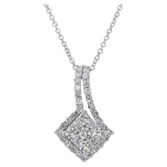 Glamorous 18k White Gold Necklace w/ 1.38 Carat Natural Diamonds IGI Certificate