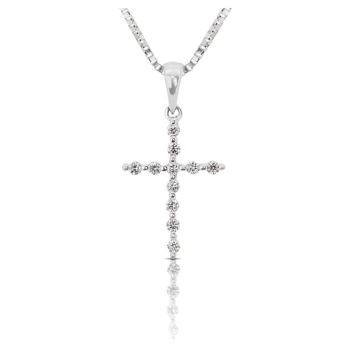 Collier glamour en or blanc 18 carats avec diamant naturel de 0,15 carat