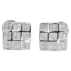 Glamorous 18k White Gold Stud Earrings w/ 4.32ct Natural Diamonds IGI Cert