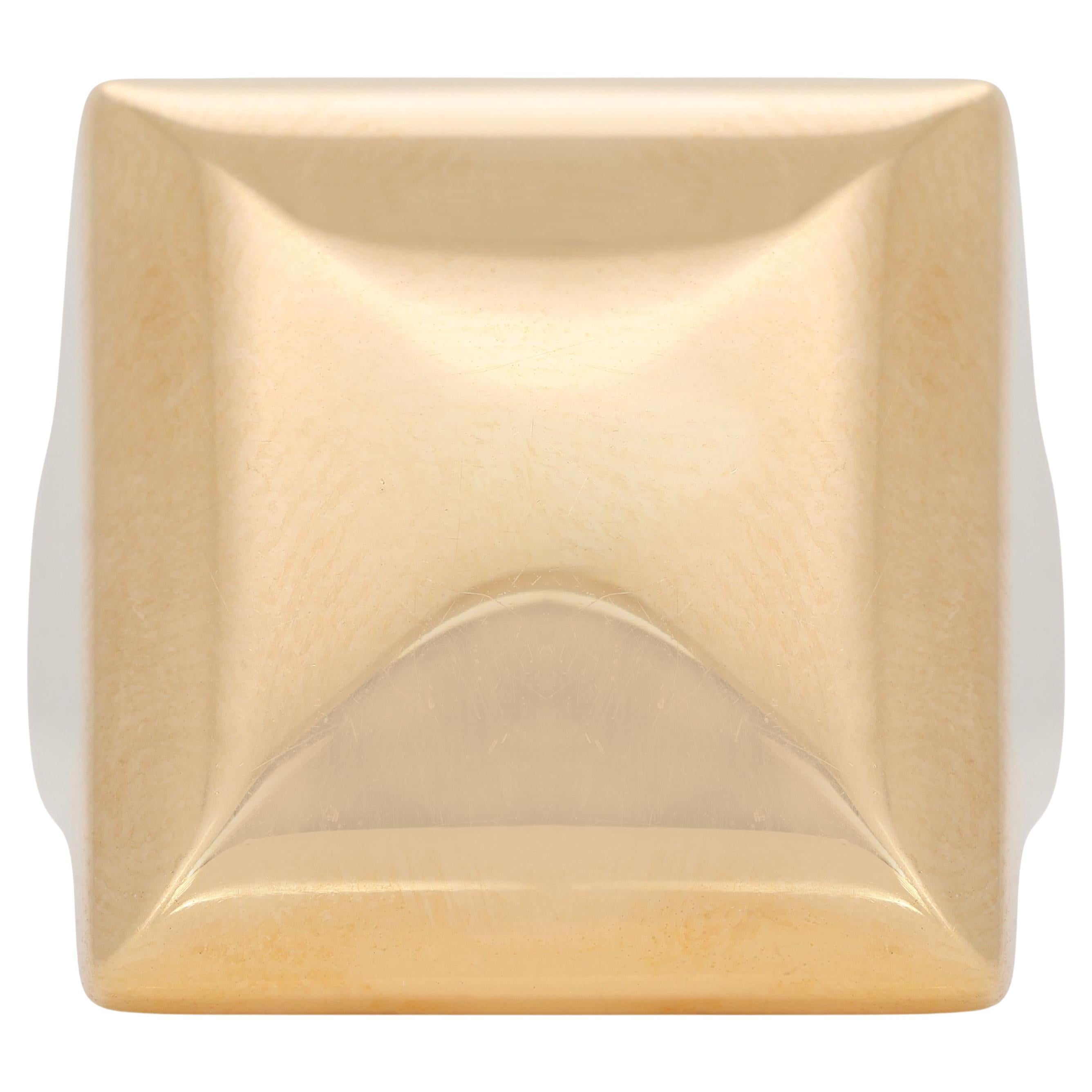 Glamorous 18k Yellow Gold Dome Square Ring For Sale