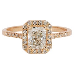 Glamorous 18k Yellow Gold Natural Diamond Halo Ring w/1.72 ct - GIA Certified