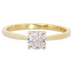 Glamorous 18k Yellow Gold Solitaire Ring W/ 0.79 Carat Natural Diamonds IGI Cert Glamorous 18k Yellow Gold Solitaire Ring W/ 0.79 Carat Natural Diamonds IGI Cert