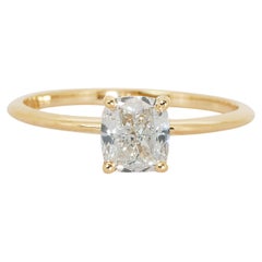 Glamorous 18k Yellow Gold Solitaire Ring w/ 1.02 Carat Natural Diamonds IGI Cert