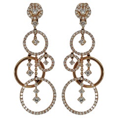 Glamurosos Pendientes de Lazo Colgantes de Oro Rosa de 18 Kt con Diamantes de 4,79 ct