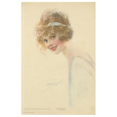 Glamouröses Art-Déco-Porträt "Gladys" aus den 1920er Jahren - Lithografie von W.E. Webster