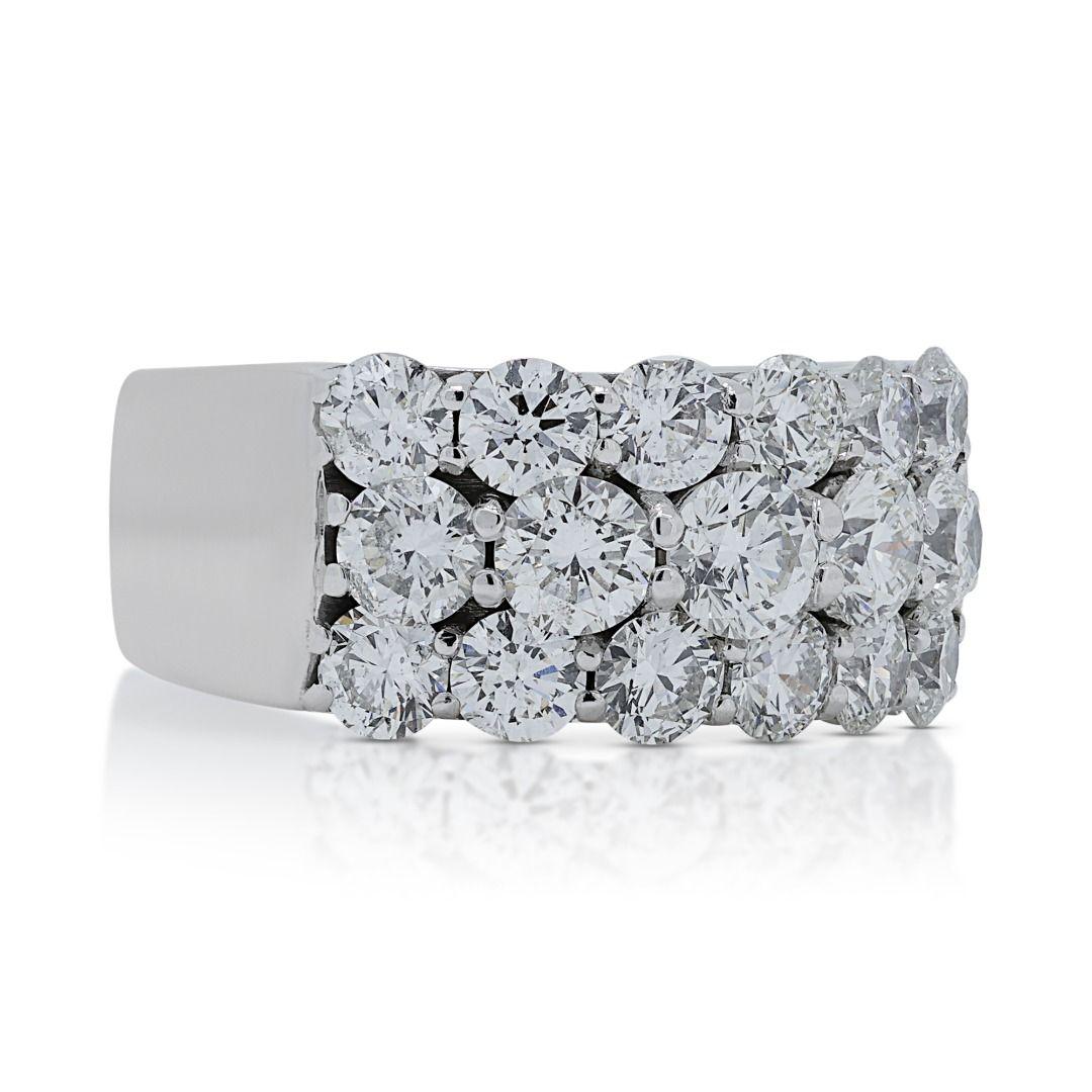 Round Cut Glamorous 1.92ct Diamonds Pave Ring in 14K White Gold For Sale