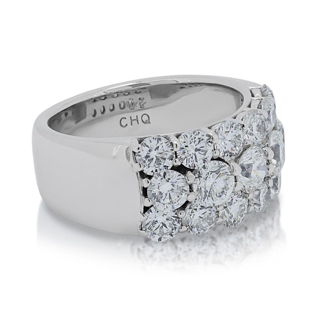 Donna Anello glamour con pavé di diamanti da 1,92 carati in oro bianco 14 carati in vendita