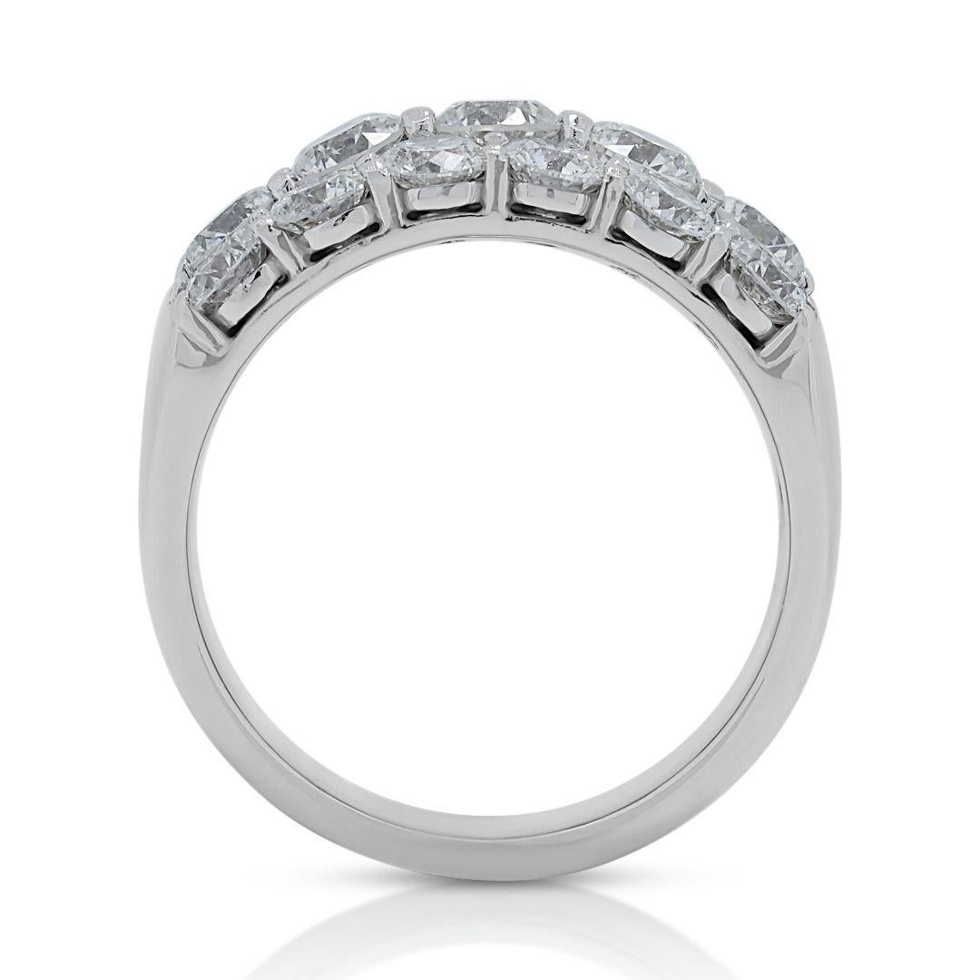 Glamorous 1.92ct Diamonds Pave Ring in 14K White Gold For Sale 1