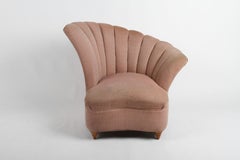Glamorous 1940s Hollywood Regency Asymmetrical Scallop Back Slipper Chair