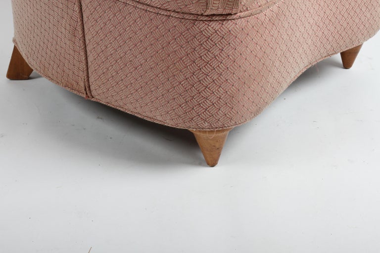 Glamorous 1940s Hollywood Regency Asymmetrical Scallop Back Slipper Chair For Sale 2