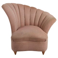 Glamorous 1940s Hollywood Regency Asymmetrical Scallop Back Slipper Chair