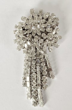 Glamorous 1960 Diamond Cascade Brooch