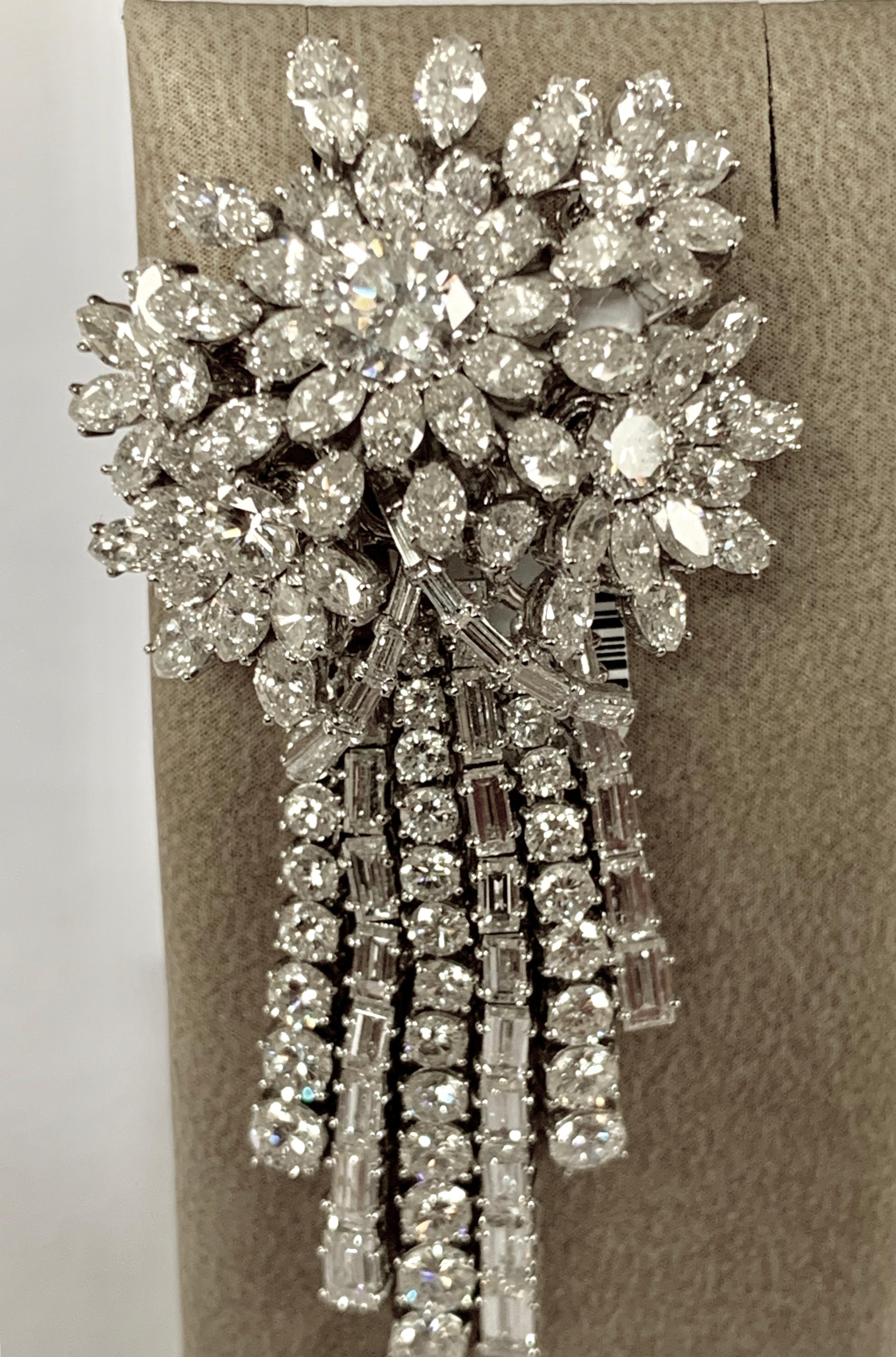 Contemporary Glamorous 1960 Diamond Cascade Brooch