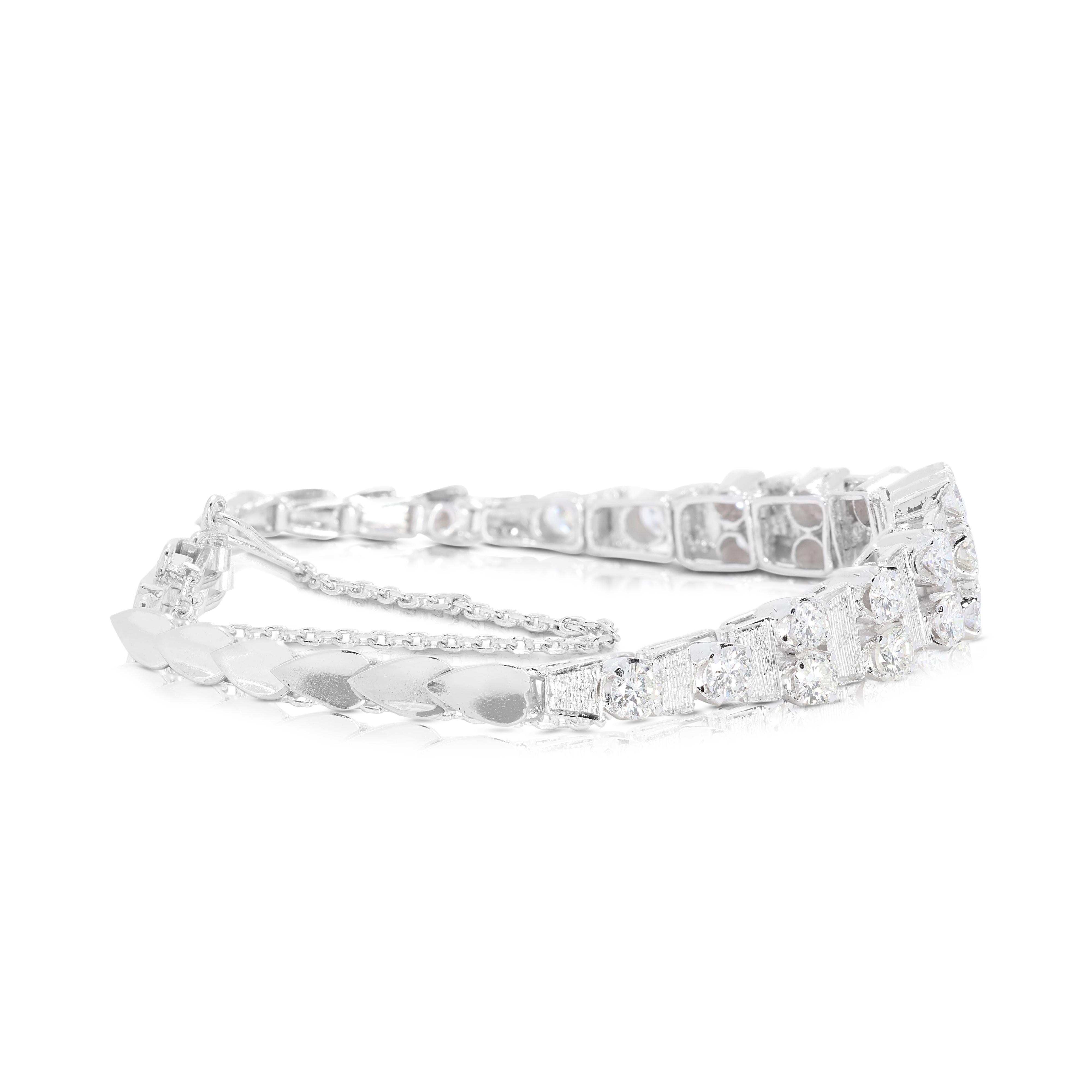 Taille ronde Bracelet glamour en platine avec diamants naturels de 2 carats et 20 points en vente